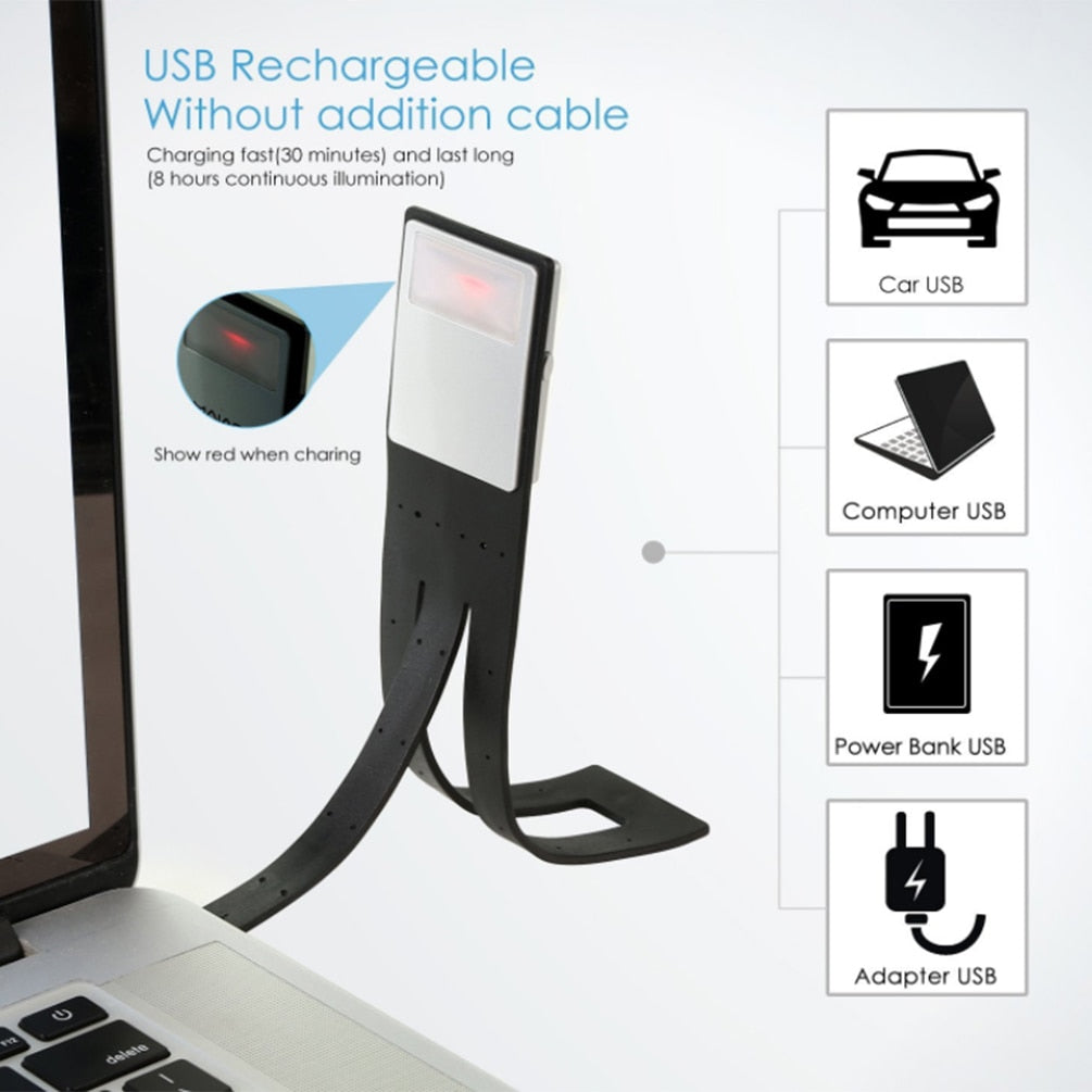 Rechargeable LED Book Light with Clip by HitMyNeed