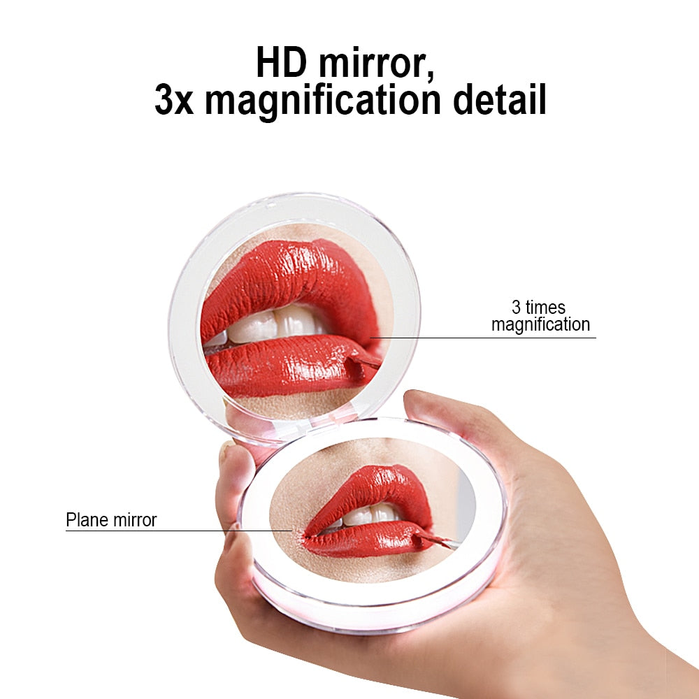 Rechargeable LED Compact Mirror with 3x Magnifier by HitMyNeed