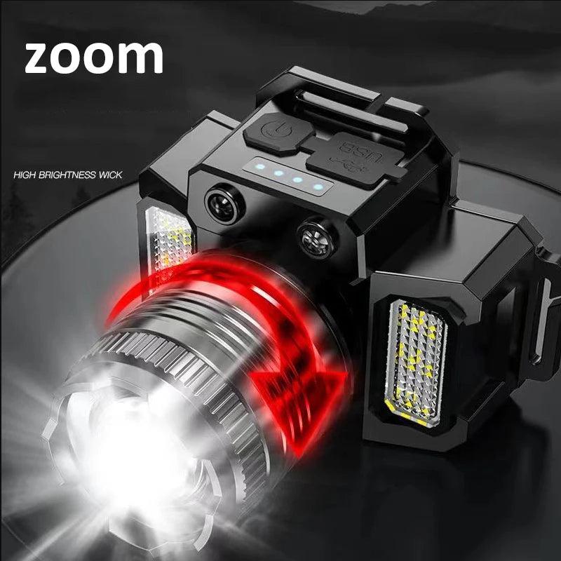 Rechargeable LED Head Torch with Sensor & USB Power by HitMyNeed