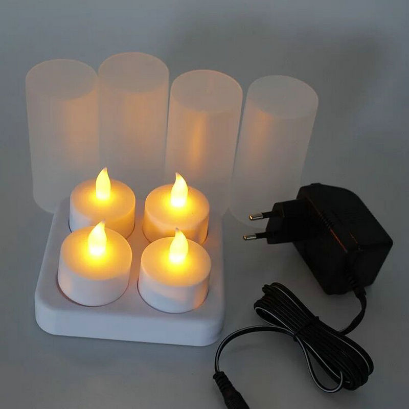 Rechargeable LED Tealight Candle Set with Holders (4pcs) by HitMyNeed