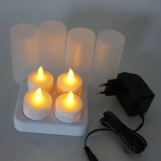 Rechargeable LED Tealight Candle Set with Holders (4pcs) by HitMyNeed