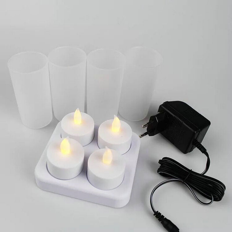 Rechargeable LED Tealight Candle Set with Holders (4pcs) by HitMyNeed