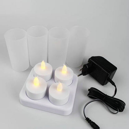Rechargeable LED Tealight Candle Set with Holders (4pcs) by HitMyNeed