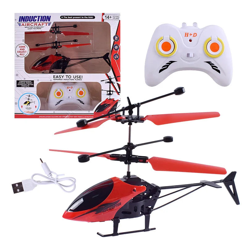 Rechargeable Mini RC Helicopter Drone for Kids red-with-rc by HitMyNeed