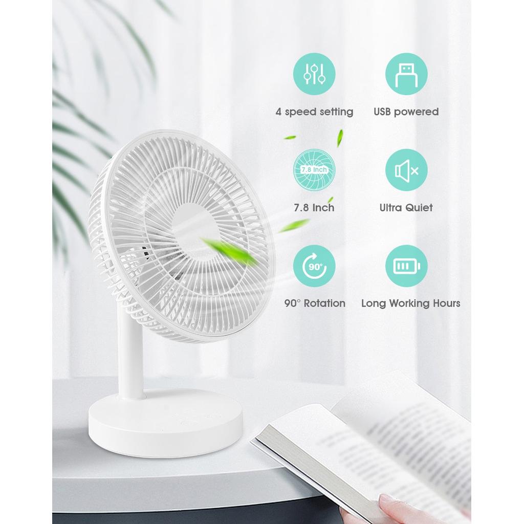 Rechargeable Mini Table Fan with 4 Speeds by HitMyNeed