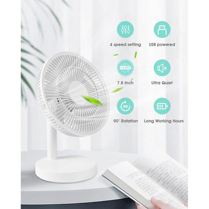 Rechargeable Mini Table Fan with 4 Speeds by HitMyNeed