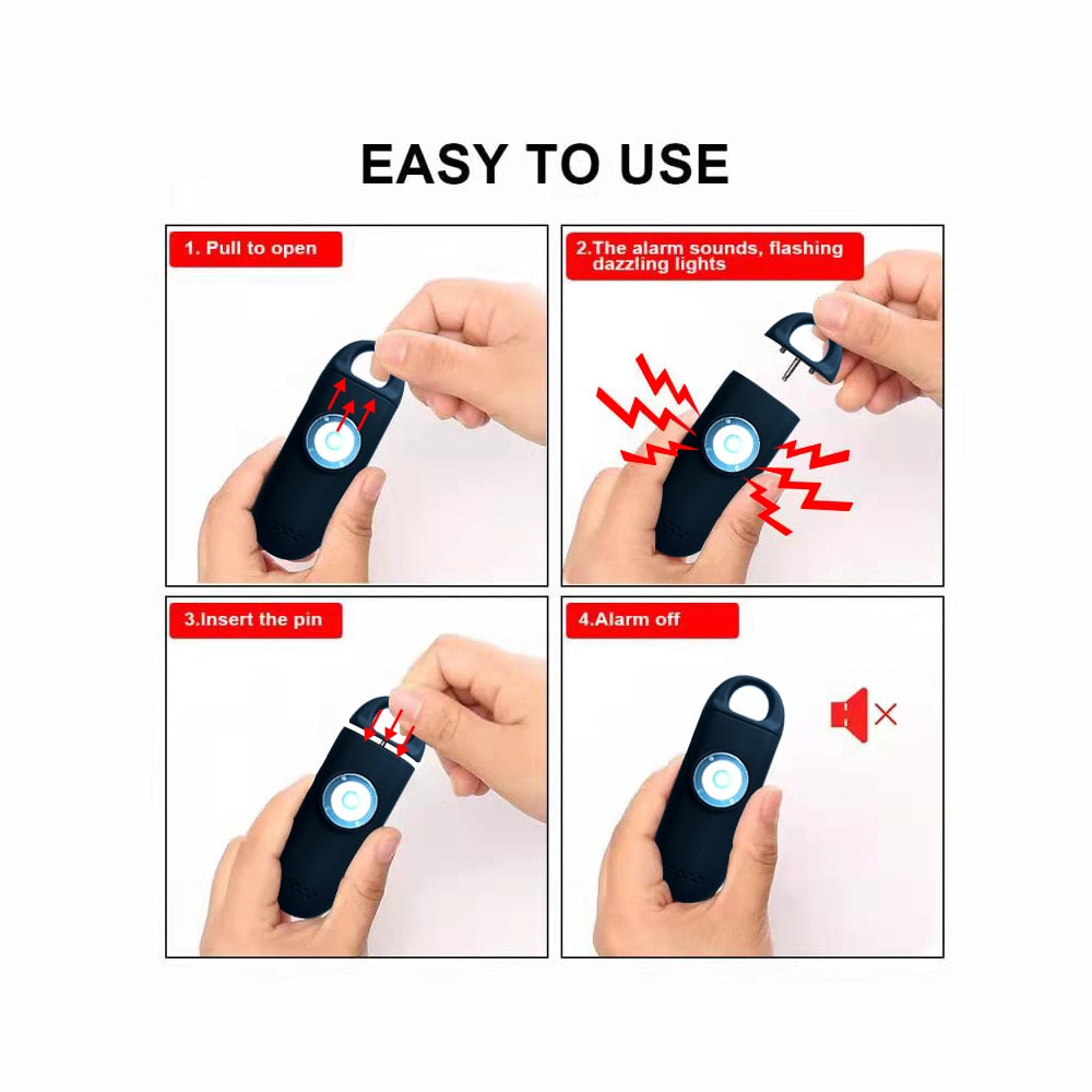 Rechargeable Personal Alarm Keychain with LED Light by HitMyNeed