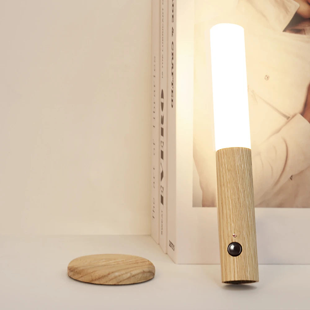 Rechargeable PIR Motion Sensor Wooden LED Night Light by HitMyNeed