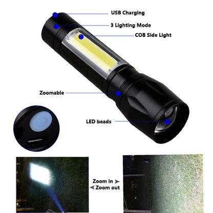 Rechargeable Pocket Torchlight with COB Side Light by HitMyNeed