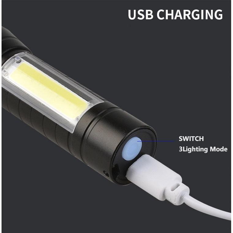 Rechargeable Pocket Torchlight with COB Side Light by HitMyNeed