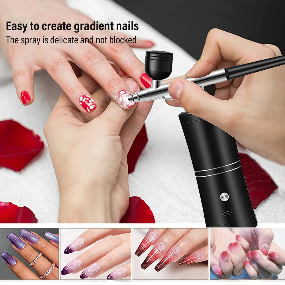 Rechargeable Portable Airbrush Kit for Nails & Crafts by HitMyNeed