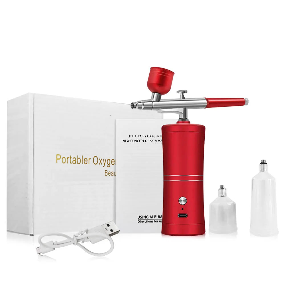 Rechargeable Portable Airbrush Kit for Nails & Crafts red by HitMyNeed