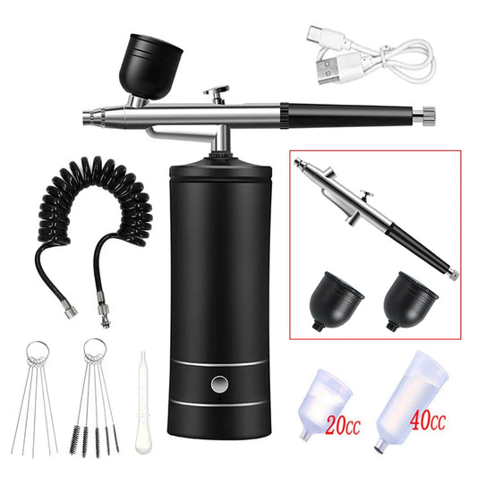 Rechargeable Portable Airbrush Kit with Compressor black-kit by HitMyNeed