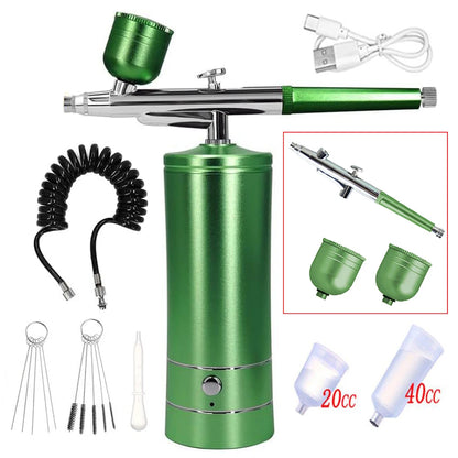 Rechargeable Portable Airbrush Kit with Compressor green-kit by HitMyNeed