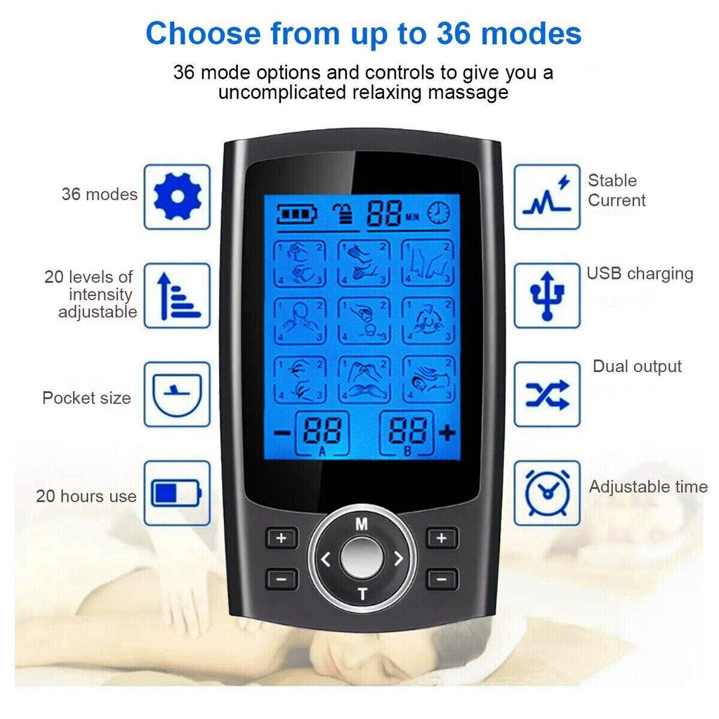 Rechargeable TENS & EMS Muscle Stimulator, 36 Modes by HitMyNeed