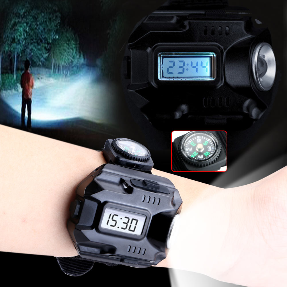 Rechargeable Torch Watch with Compass and SOS Light by HitMyNeed