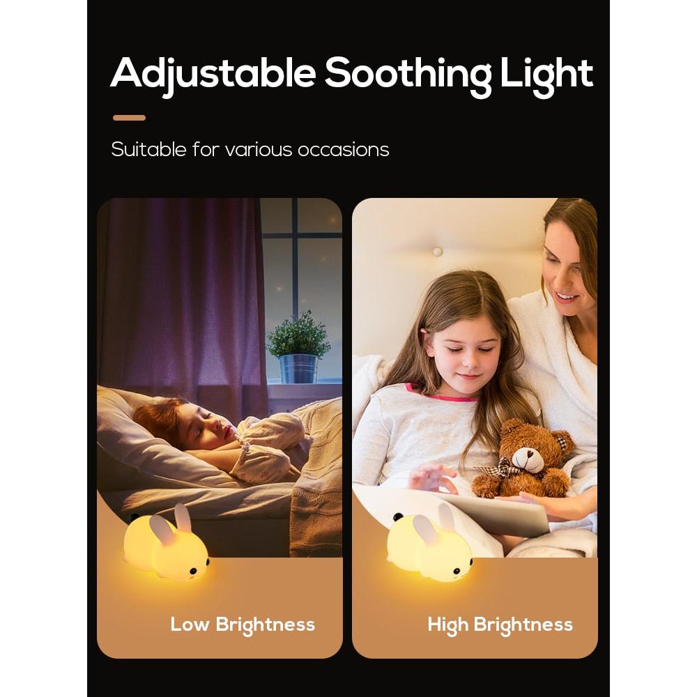 Rechargeable Touch Bunny Night Light for Kids by HitMyNeed