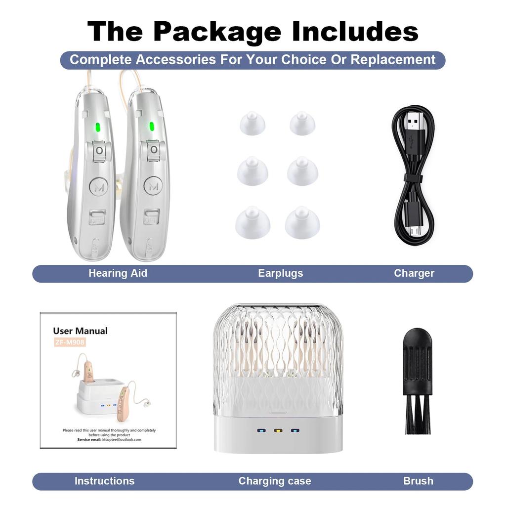 Rechargeable USB Behind-the-Ear Hearing Aid with Charging Case by HitMyNeed
