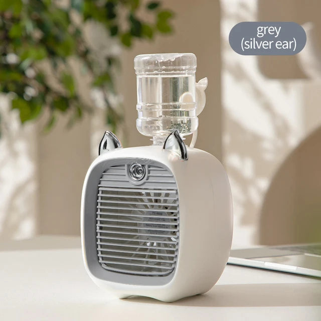 Rechargeable USB Mini Air Cooler Fan with Humidifier grey by HitMyNeed