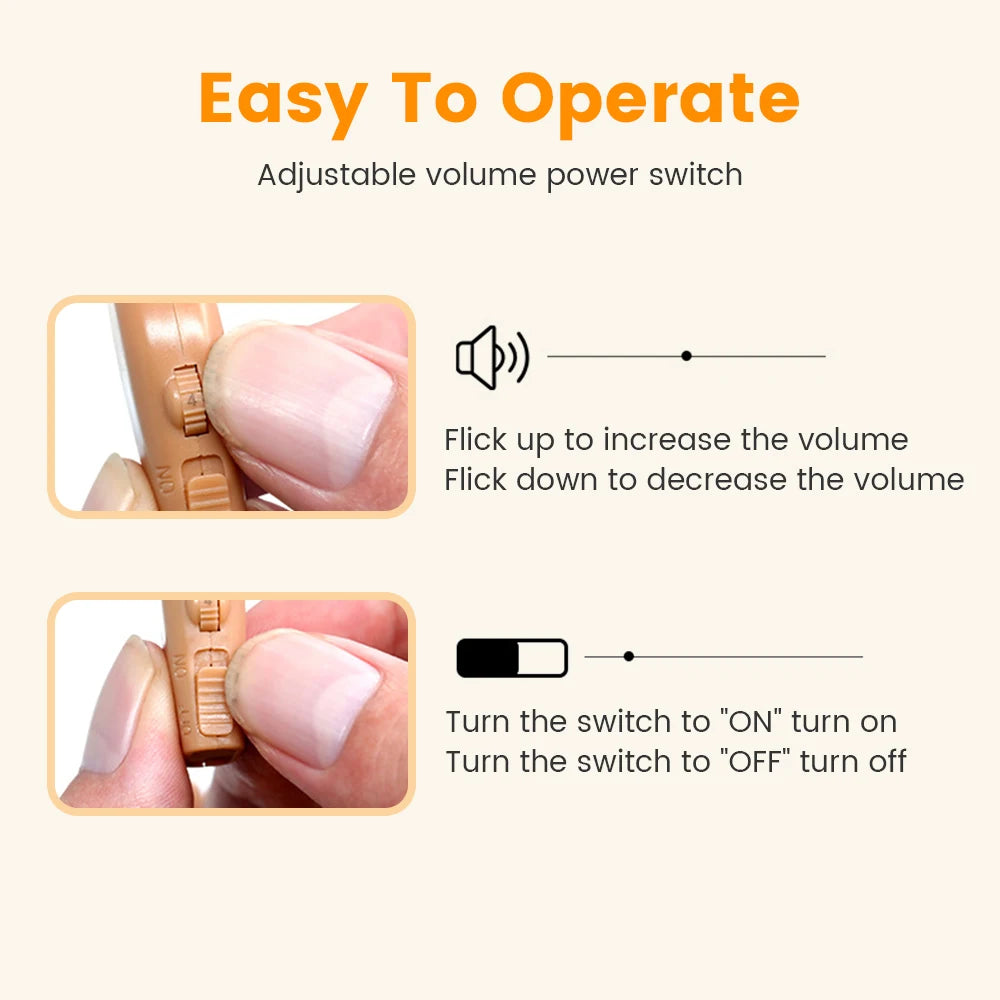 Rechargeable Wireless BTE Hearing Aids with Case by HitMyNeed