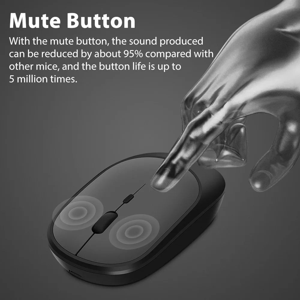Rechargeable Wireless Mouse, Dual Mode Silent Mouse by HitMyNeed