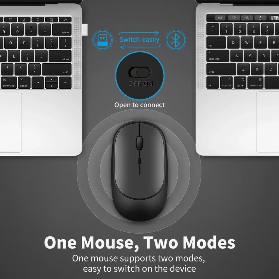Rechargeable Wireless Mouse, Dual Mode Silent Mouse by HitMyNeed