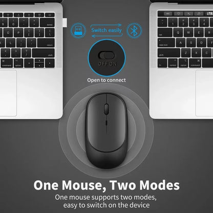 Rechargeable Wireless Mouse, Dual Mode Silent Mouse by HitMyNeed