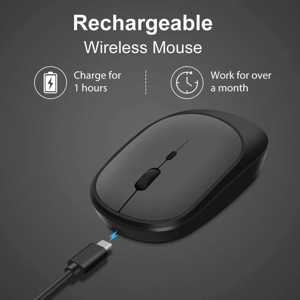 Rechargeable Wireless Mouse, Dual Mode Silent Mouse by HitMyNeed