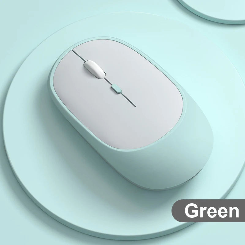 Rechargeable Wireless Mouse, Dual Mode Silent Mouse green by HitMyNeed