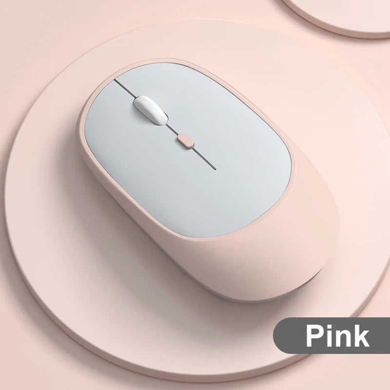 Rechargeable Wireless Mouse, Dual Mode Silent Mouse pink by HitMyNeed