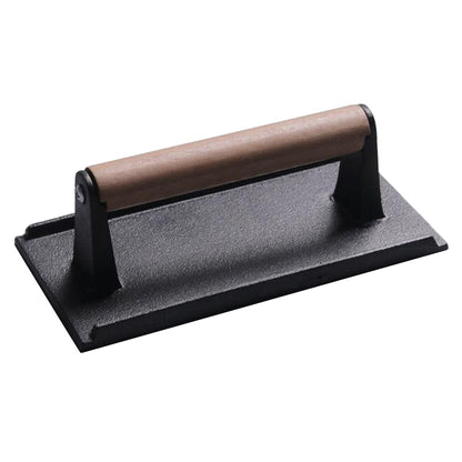 Rectangular Cast Iron Grill Press with Wooden Handle by HitMyNeed
