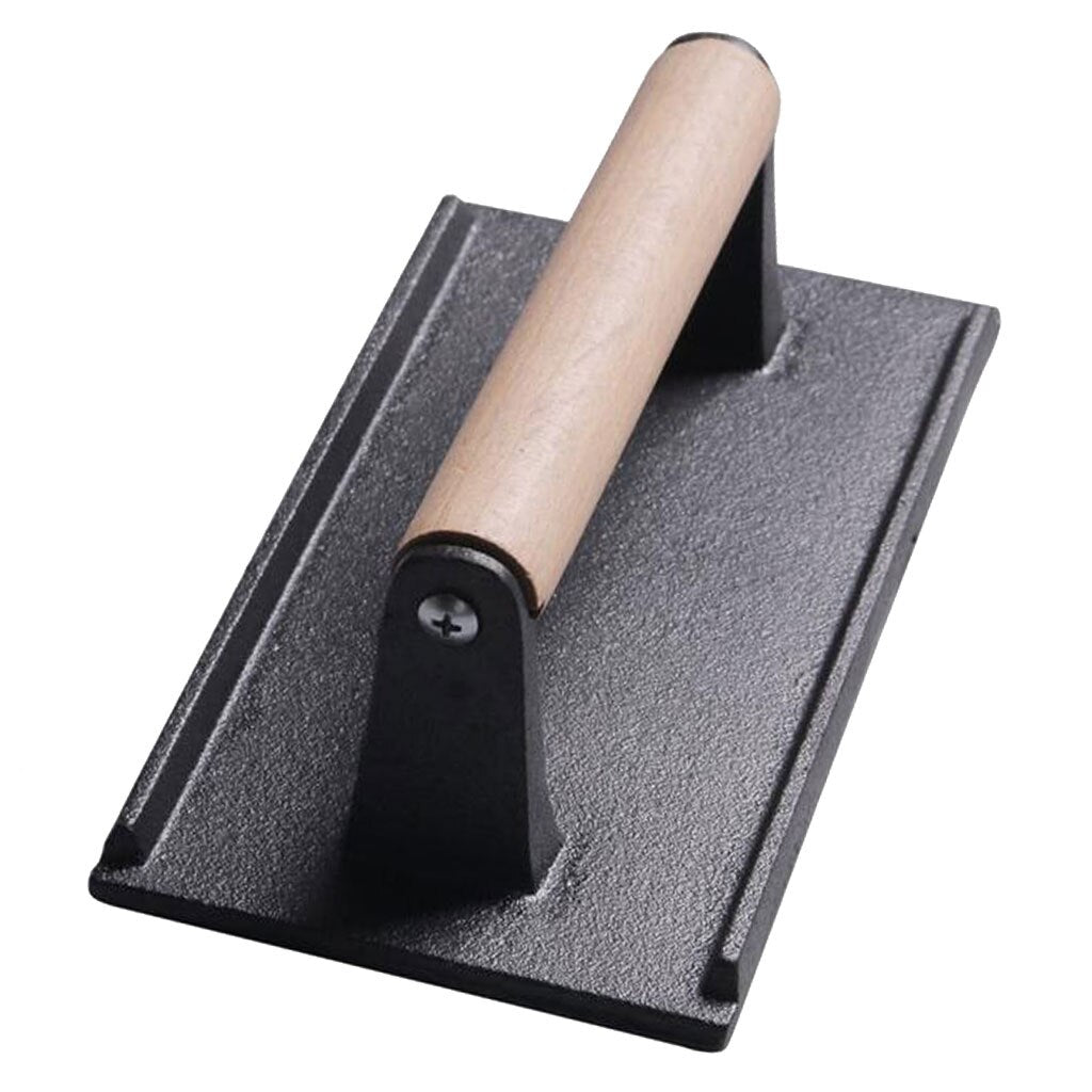 Rectangular Cast Iron Grill Press with Wooden Handle by HitMyNeed