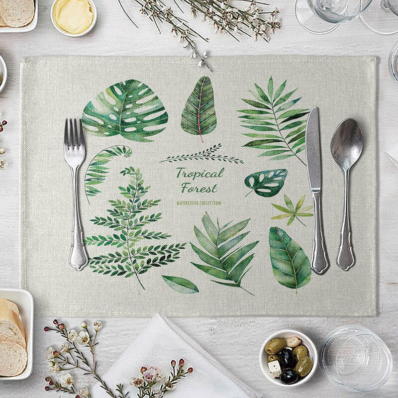 Rectangular Cotton Linen Table Placemat 40x30cm 12 by HitMyNeed