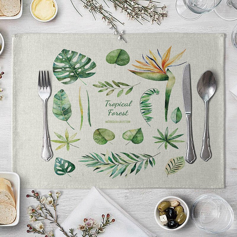 Rectangular Cotton Linen Table Placemat 40x30cm 14 by HitMyNeed
