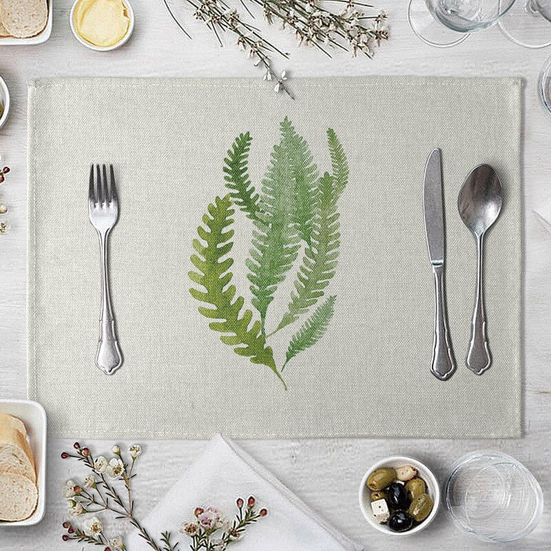Rectangular Cotton Linen Table Placemat 40x30cm 24 by HitMyNeed