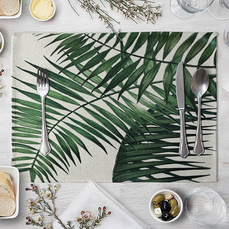Rectangular Cotton Linen Table Placemat 40x30cm 9 by HitMyNeed