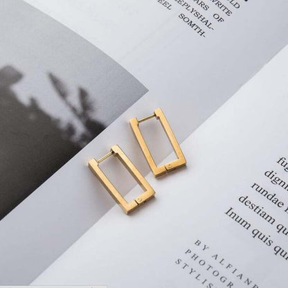 Rectangular Geometric Surgical Steel Hoop Earrings by HitMyNeed