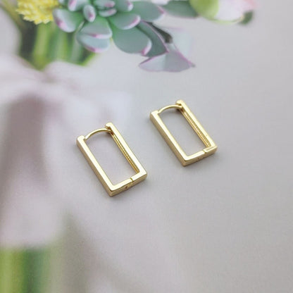Rectangular Geometric Surgical Steel Hoop Earrings by HitMyNeed