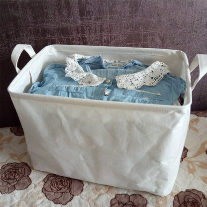 Rectangular White Linen Storage Basket 25L by HitMyNeed