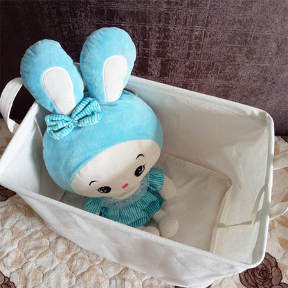 Rectangular White Linen Storage Basket 25L by HitMyNeed