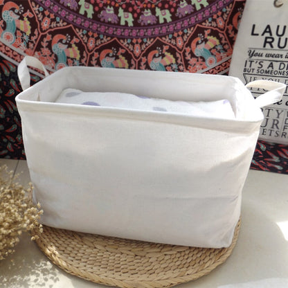 Rectangular White Linen Storage Basket 25L by HitMyNeed