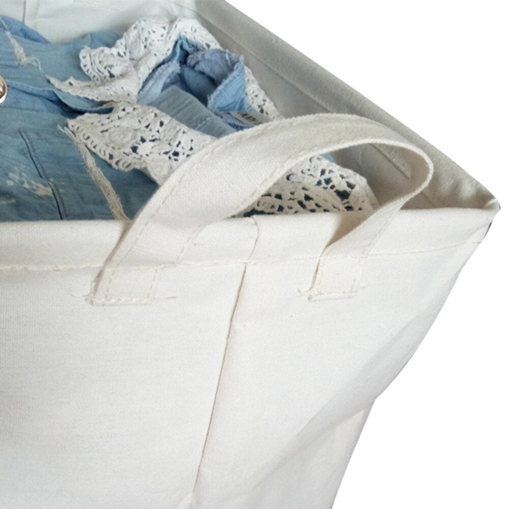 Rectangular White Linen Storage Basket 25L by HitMyNeed