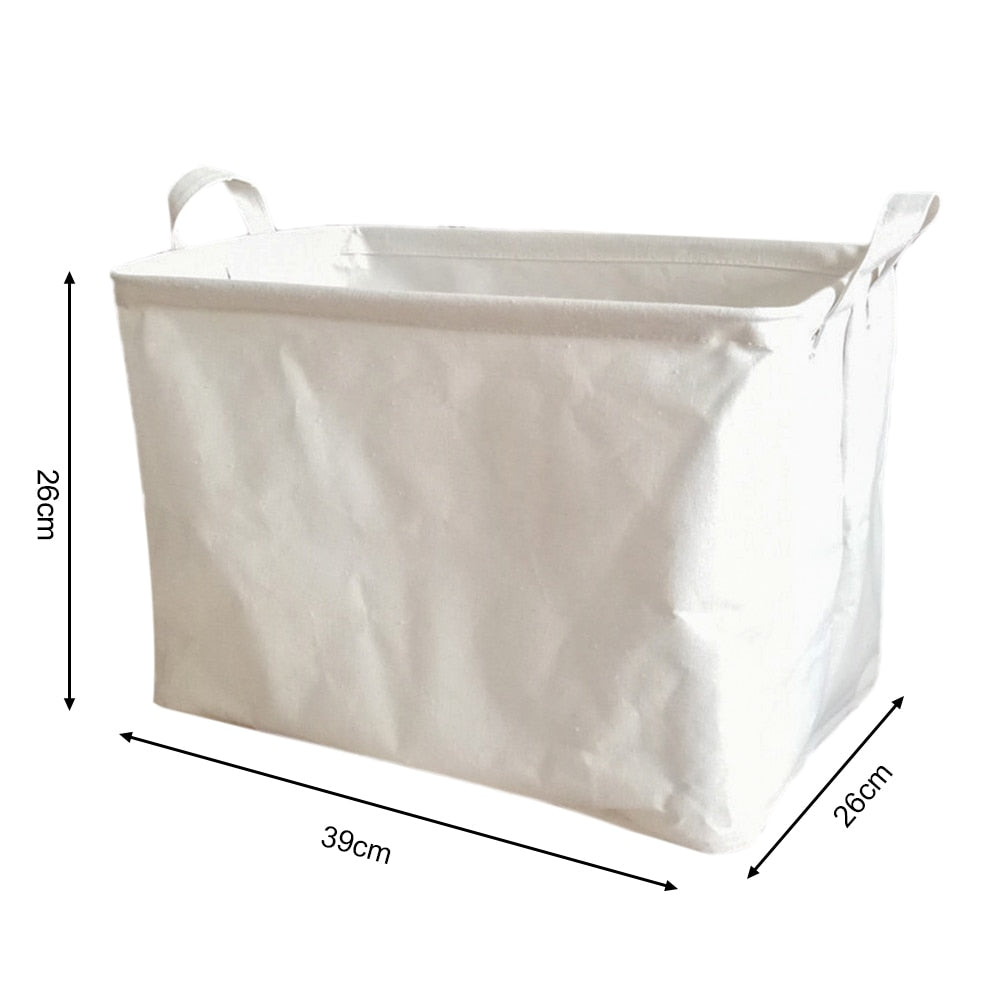 Rectangular White Linen Storage Basket 25L by HitMyNeed
