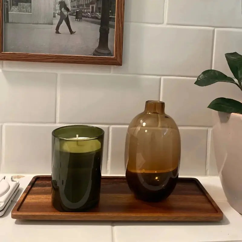 Rectangular Wooden Serving Tray with Non-Skid Pads by HitMyNeed