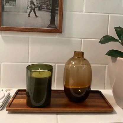 Rectangular Wooden Serving Tray with Non-Skid Pads by HitMyNeed