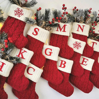 Red Alphabet Christmas Knit Stocking Ornament 18x14cm by HitMyNeed