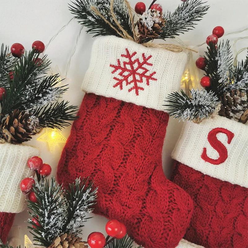 Red Alphabet Christmas Knit Stocking Ornament 18x14cm by HitMyNeed