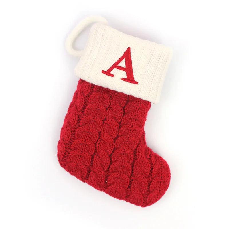 Red Alphabet Christmas Knit Stocking Ornament 18x14cm a by HitMyNeed