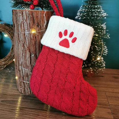 Red Alphabet Christmas Knit Stocking Ornament 18x14cm bear-paw by HitMyNeed