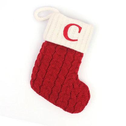 Red Alphabet Christmas Knit Stocking Ornament 18x14cm c by HitMyNeed